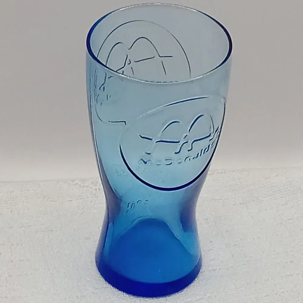 McDonald 16oz Retro 1961 Blue Glass Collector Drinking Glass Commemorative